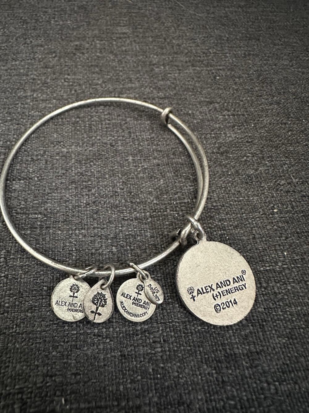 Alex and Ani Awareness Ribbon Expandable Bangle Bracelet Silver Tone Vintage
